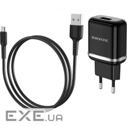 Зарядний пристрій BOROFONE BA36A High Speed 1xUSB-A, QC3.0, 18W Black w/Micro-USB cable (BA36AMB)