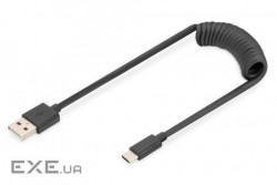 Кабель DIGITUS USB 2.0 (AM/CM) spiral 0.32-1.0m, black (AK-300430-006-S)