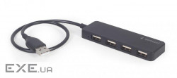 Концентратор USB Gembird 4хUSB2.0, пластик , Black (UHB-U2P4-06)