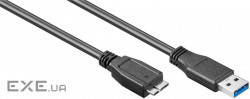 Кабель пристроїв USB3.0 A-microB M/M 2.0m,AWG24+28 D=5.5mm Gold Cu,чорний (70.08.5074-1) (70.08.5074-1)