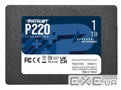 SSD PATRIOT P220 1TB 2.5" SATA (P220S1TB25)
