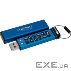 Флеш-накопичувач USB3.2 128GB Kingston IronKey Keypad 200 Type-A Blue (IKKP200/128GB)